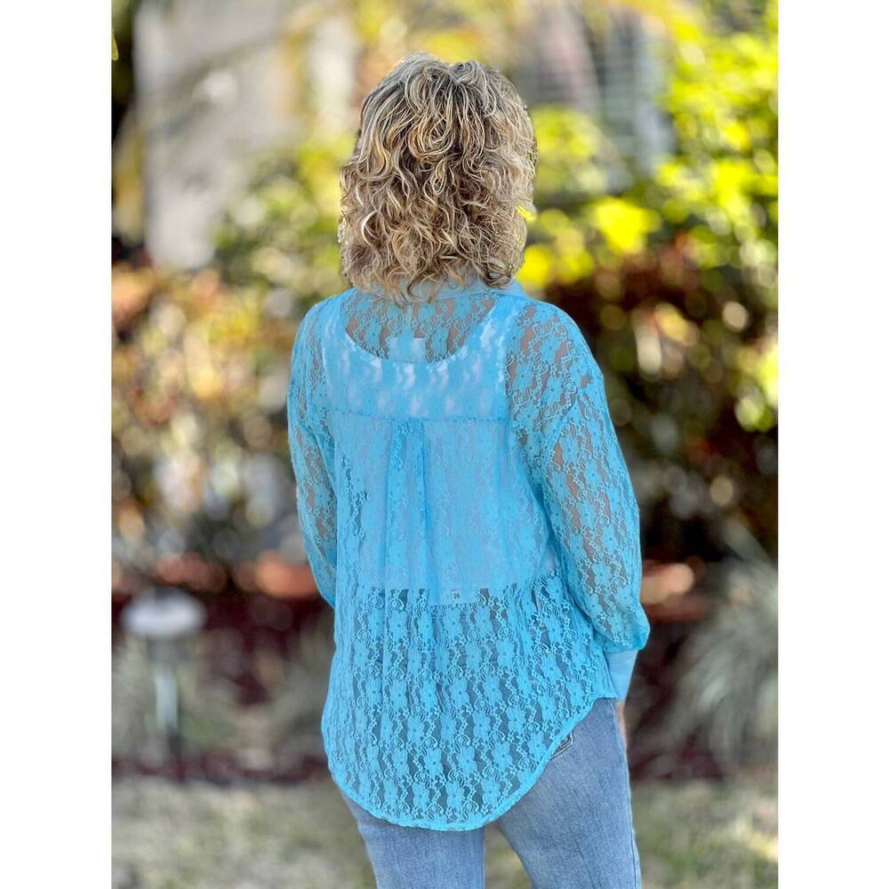 NEW SOUTHERN GRACE kathryn lace top in blue - Picture 2 of 2
